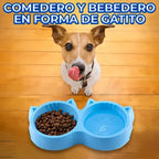 Comedero De Plástico En Forma De Gato Para Mascotas Verde