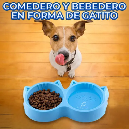 Comedero De Plástico En Forma De Gato Para Mascotas Verde