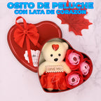 Corazon De Lata Con Osito Decorativo Y Rosas De Jabón Regalo