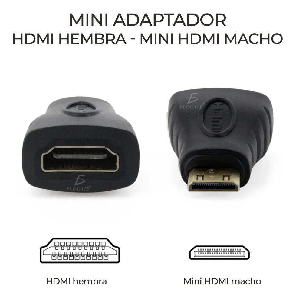 Adaptador Hdmi Hembra Mini Hdmi Macho