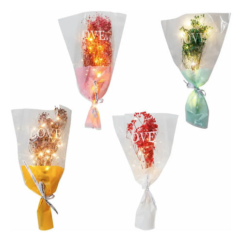 Ramo De Flores Secas Con Luces Led Cálidas Regalo