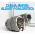 Cama Para Mascota Casa Cubierta Cerrada Interior Marrón