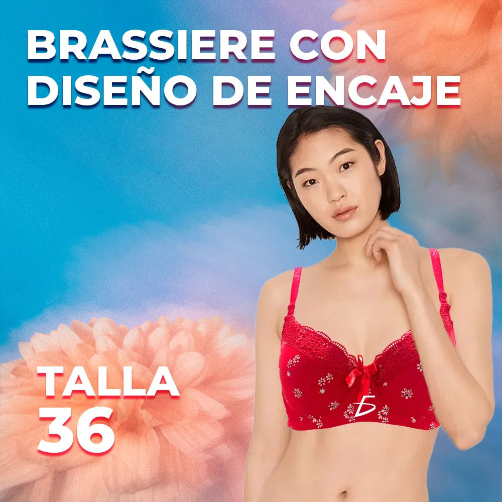 Brasier Con Encaje De Copa Completa Rojo M