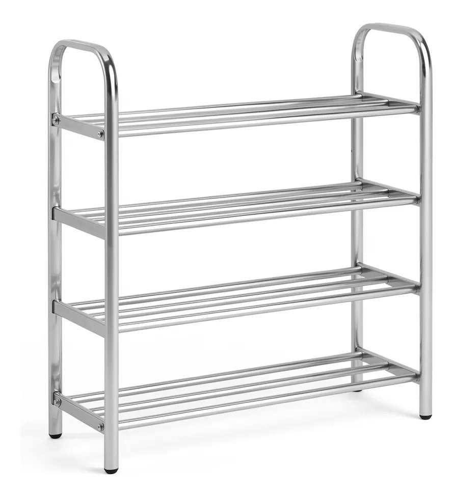 Organizador De Zapatos De 4 Niveles De Acero Inoxidable Plata