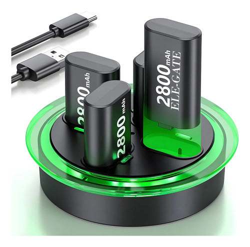 Cargador De 4 Pilas Para Xbox Con 4 Pilas De 2800mah