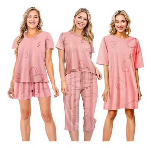 Set De 4 Piezas De Pijamas Ligeras Kawaii Frescas Y Casuales Beige Xl