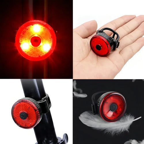 Luz Led Bicicleta Redonda Seguridad Trasera Usb Recargable Ipx65 Tamaño Universal Resistente Al Agua Color Negro Ele-gate