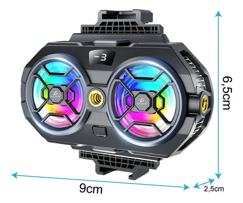 Enfriador Para Celular Con Doble Ventilador Rgb Y 3