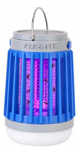 Lámpara Mata Mosquitos Solar Y Usb Con Luz Led Para Camping Azul