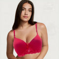 Brasier con aro con encaje y diseño floreado rosa M