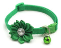 Collar Ajustable Con Flor Y Cascabel Para Perro Y Gato Verde