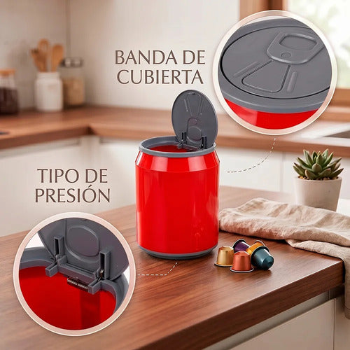 Bote De Basura Plástico 9l Con Tapa De Presión Diseño Tipo