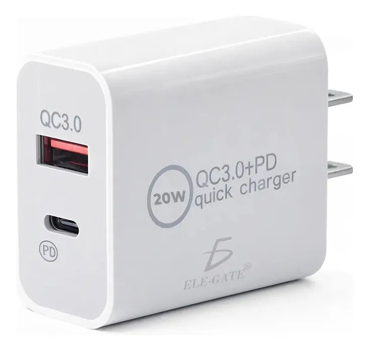 Turbo cargador salida USB tipo C con carga rapida 20W