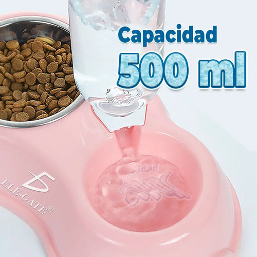 Tazón Doble Redondo De Plástico Sin Botella De Agua Para