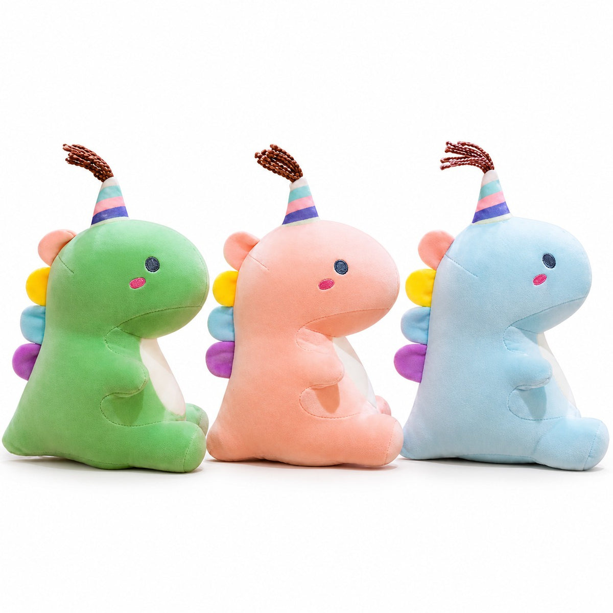 Dinosaurio cumpleañero peluche 30 cm azul