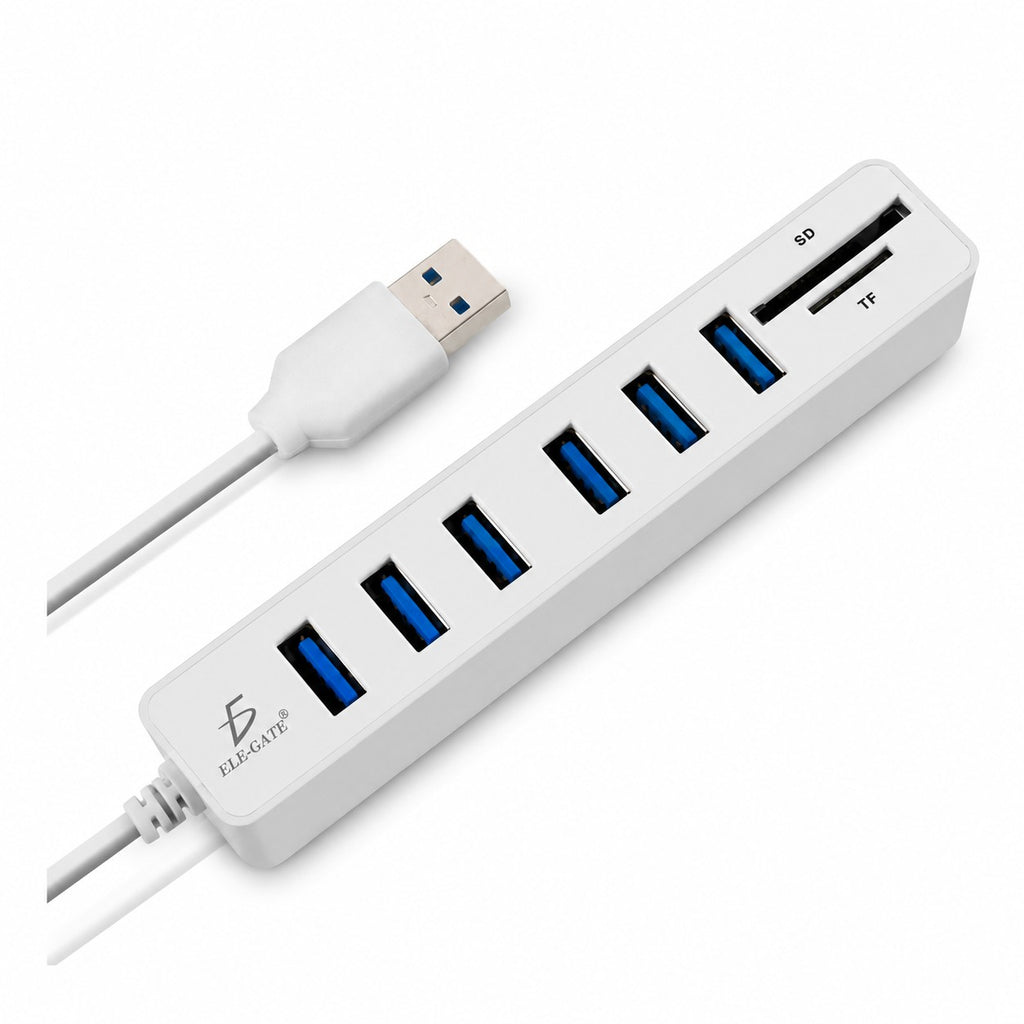 Concentrador de puertos USB 2.0 de 6 puertos con extensión