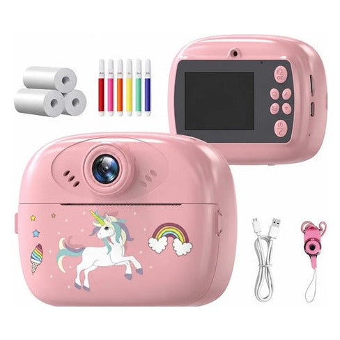 Mini camara instantánea con impresión térmica y video - rosa