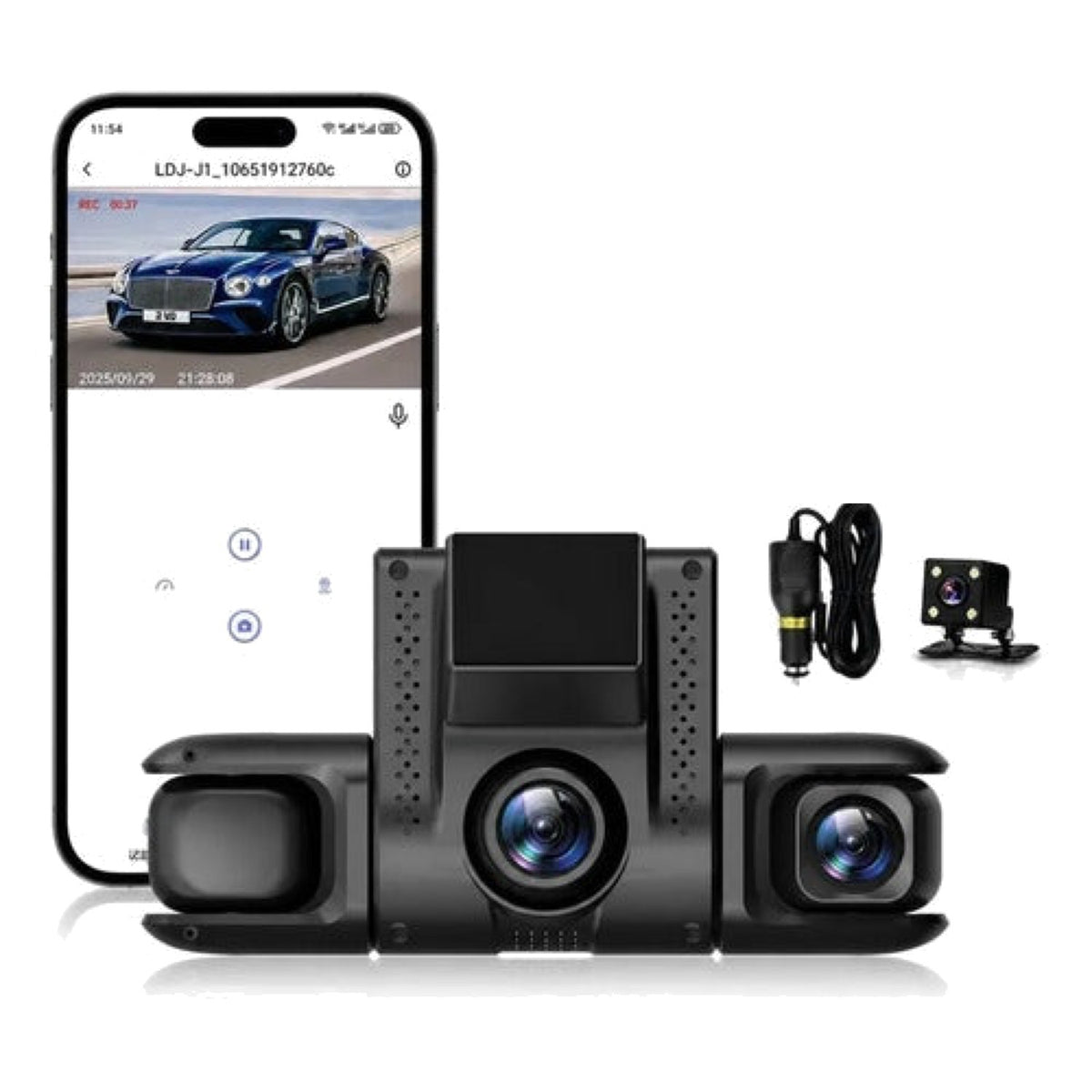 Cámara para auto 4 canales 360° 1080p hdr dash cam frontal