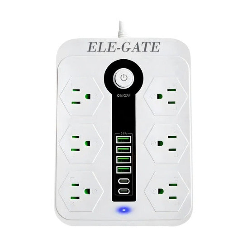 Multicontacto universal con 6 clavijas 4 USB y 2 USB-C