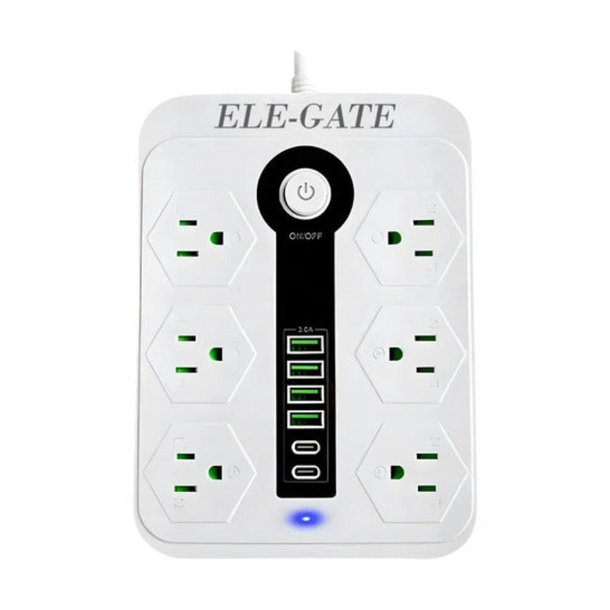 Multicontacto universal con 6 clavijas 4 USB y 2 USB-C