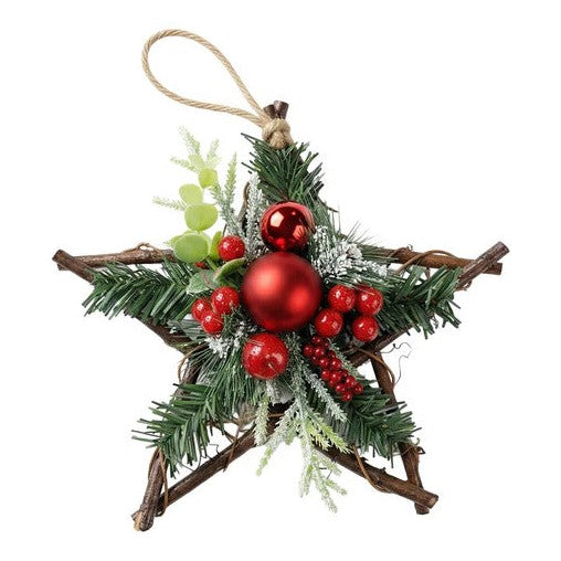 Decoración navideña en forma de estrella de belén con rojo