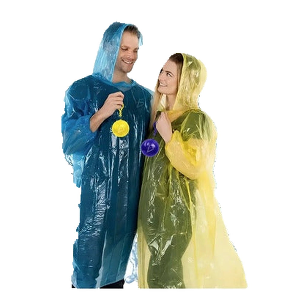 Impermeable de lluvia desechable en llavero de bola azul M