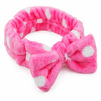 Banda sujetadora de cabello suave afelpada rosa lunares