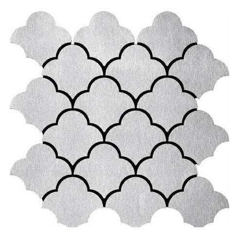 Azulejos adhesivos de PVC mosaico escamas plateado 30x30 cm