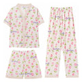 Set de pijama de 3 piezas kawai fresca y ligera con estilo rosa XXXL