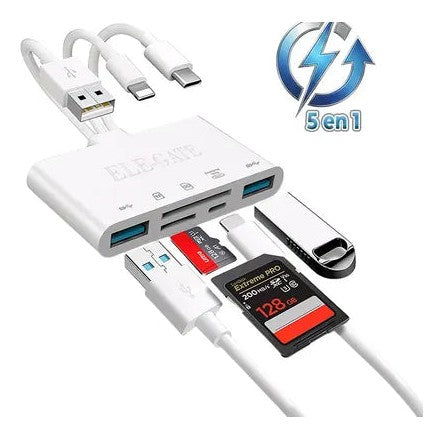 Lector de tarjetas 5 en 1 con adaptador OTG USB USB-C