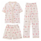 Set de pijama de 3 piezas kawai fresca y ligera con estilo crema XL