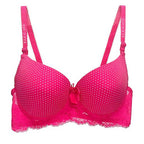 Brasier con diseño de puntos con espalda de encaje fucsia M