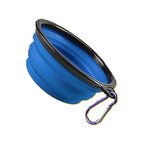 Tazón plegable portátil de silicona 350ml con mosquetones azul