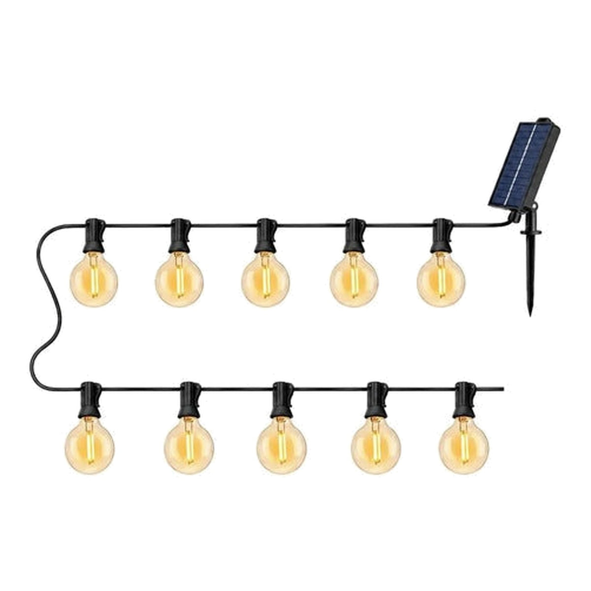 Guirnalda solar G40 de 7.5 m con 10 focos luz cálida y negro