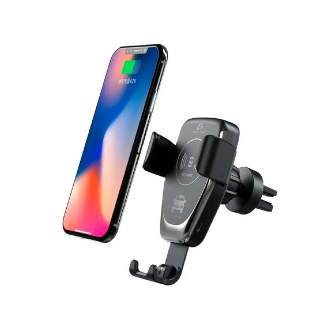 Cargador inalámbrico carga rapida 10W soporte para auto negro