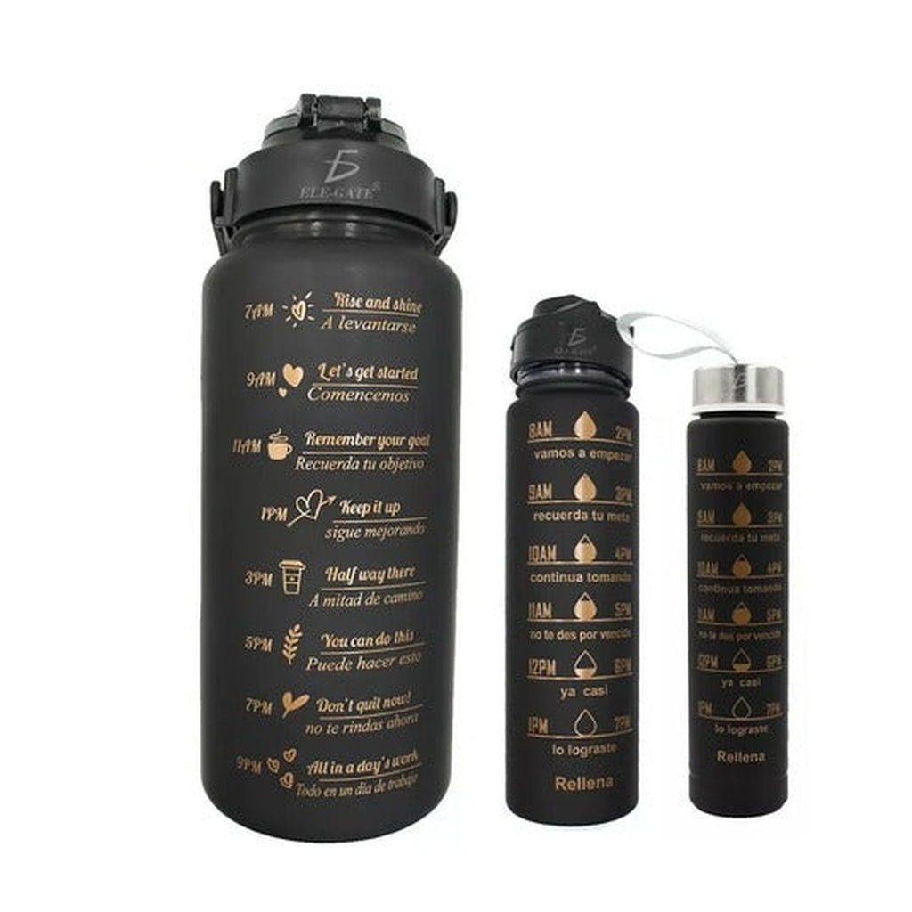Trio de vaso motivacional triple botella gym 3 piezas