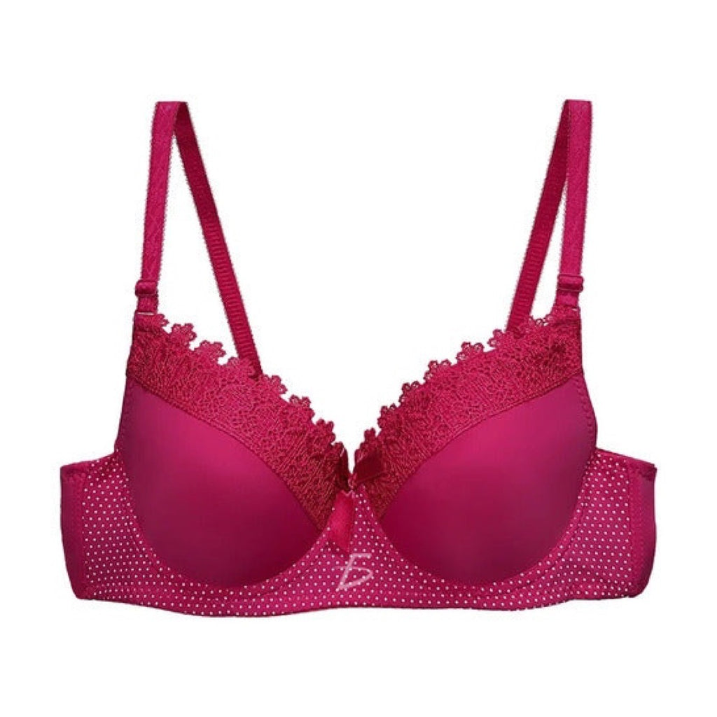 Brasier con encaje de copa completa push up fucsia M