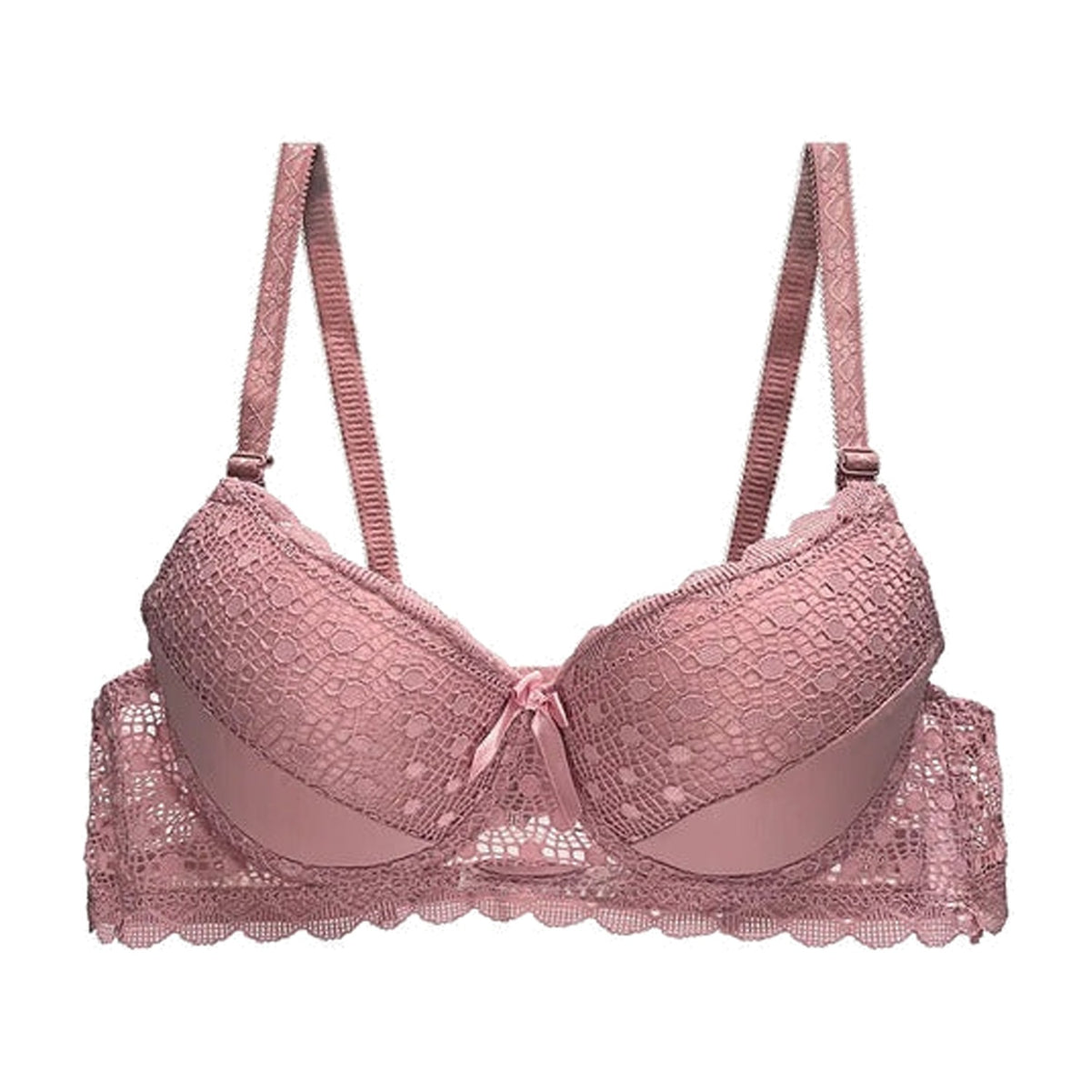 Brasier con encaje trasparente de espalda copa completa rosa M
