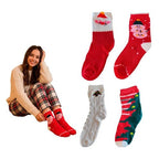 Set de calcetas navideñas térmicas para toda la familia rojo único