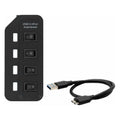 Hub USB 3.0 Ele-Gate 4 puertos con interruptores LED