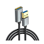 Cable extensión USB 3.0 macho a hembra 3 m 5 gbps negro con carcasas metálicas