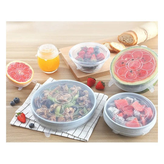 Set de 6 tapas herméticas de silicona reutilizables