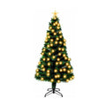 Árbol de Navidad artificial verde con luces de estrella y