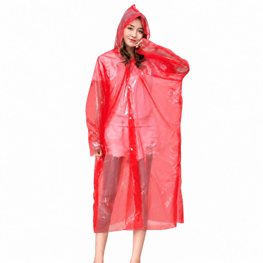 Capa impermeable portatil para lluvia mujer rojo M