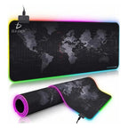 Mouse pad gamer diseño de mapa con luz LED RGB iluminado