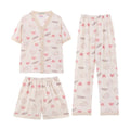 Set de pijama de 3 piezas kawai fresca y ligera con estilo crema XXL