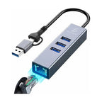 Hub adaptador USB-C con ethernet gigabit y USB 3.0 3 puertos