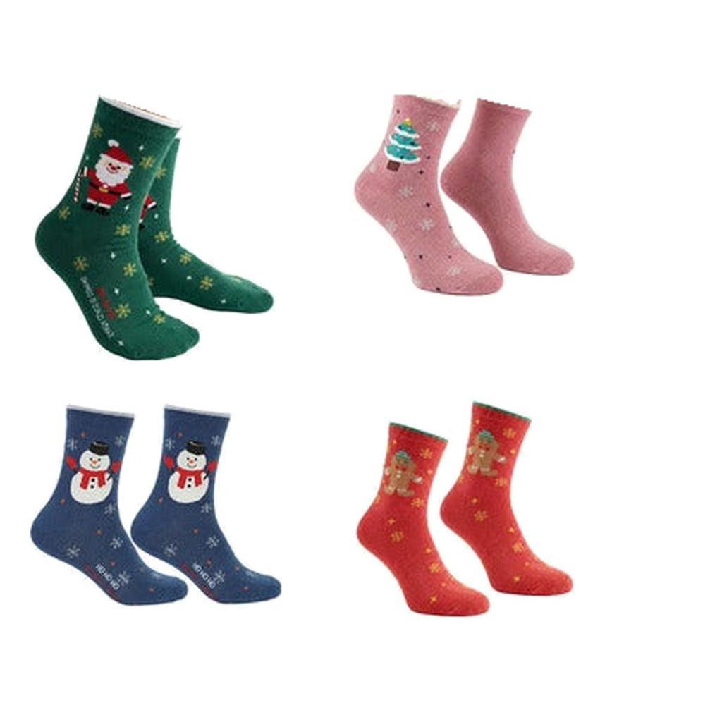 Set de calcetas navideñas térmicas para toda la familia azul único