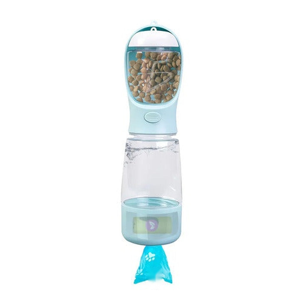 Botella portátil 3 en 1 para perros azul o rosa - azul