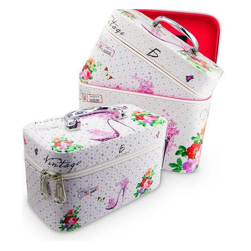 Cosmetiquera neceser estampado kit de 3 pzas viaje estuche